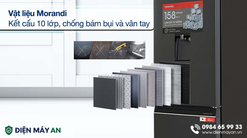 Tủ Lạnh Toshiba Inverter 321 Lít GR-RB405WEA-PMV(06)-MG - chất liệu